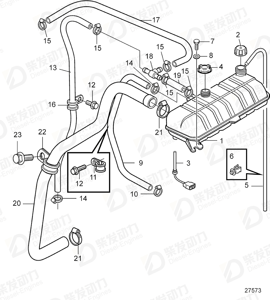 VOLVO Hose clamp 21663462 Drawing